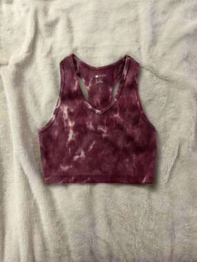Zella Ribbed Tie Dye Racerback Crop Tank Sports Bra Small